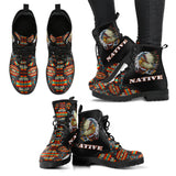 GB-NAT00402-02 Black Pattern Native Leather Boots