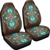 GB-NAT00538 Blue Pattern Brown Car Seat Covers