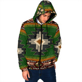 GB-NAT0001 Southwest Green Symbol Men's Padded Hooded Jacket