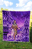 Powwow Store gb nat003515 native girl and wolf purple premium quilt