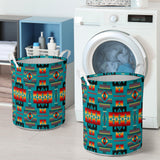 Powwow Store gb nat00046 14 blue tribes pattern laundry basket