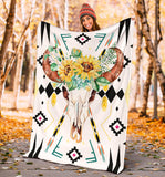 Powwow Store gb nat00346 bison yellow flower blanket