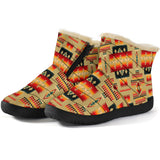 GB-NAT00046-15 Light Brown Tribe Pattern Native American Cozy Winter Boots
