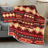 Powwow Storegb nat00510 red ethnic pattern pillow blanket