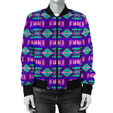 GB-NAT00628 Purple Pattern Native Women's Bomber Jacket