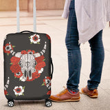 Bison Skull Flower Native American Luggage Covers - ProudThunderbird
