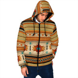 Powwow Storegb nat00559 yellow native pattern mens padded hooded jacket