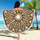 Mandala Grey Native American Design Beach Blanket