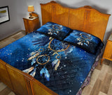 Blue Galaxy Dreamcatcher Native American Quilt Bed Set - ProudThunderbird