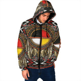 Powwow Storegray native pattern mens padded hooded jacket