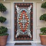 GB-NAT00023-02 Naumaddic Arts Gray Native American Door Sock