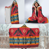 Red Thunderbird Tribal Native American Style Hooded Blanket - Powwow Store