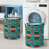 Powwow Store gb nat00046 01 blue native tribes pattern laundry basket