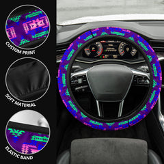 GB-NAT00628 Purple Pattern Native  Steering Wheel Cover