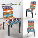 White Geometric Pattern Native American Dining Chair Slip Cover