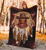 Powwow Store gb nat00353 chief dream catcher red galaxy blanket