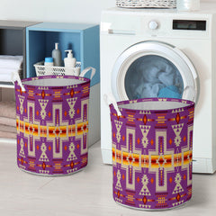 Powwow Store gb nat00062 07 light purple tribe design laundry basket