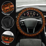 Powwow Store gb nat00046 08 brown native tribes pattern steering wheel cover