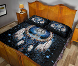 Galaxy Dreamcatcher Wolf Native American Quilt Bed Set - Powwow Store