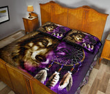 Purple Wolf Dreamcatcher Native American Quilt Bed Set