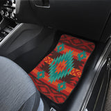 Powwow Store gb nat00611 red geometric pattern front and back car mats set of 4