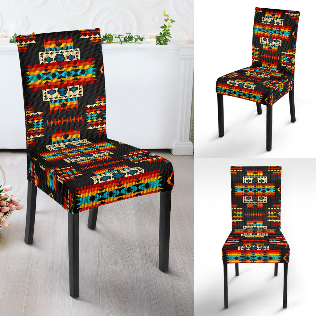Native Chair Covers GB-NAT00402 Black Pattern Native Dining Chair Slip Cover – Powwow Store