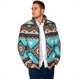 GB-NAT00319 Line Shapes Ethnic Pattern  Men's Padded Jacket