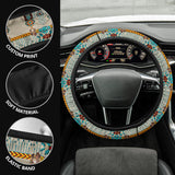 Powwow Store gb nat00069 turquoise blue pattern steering wheel cover