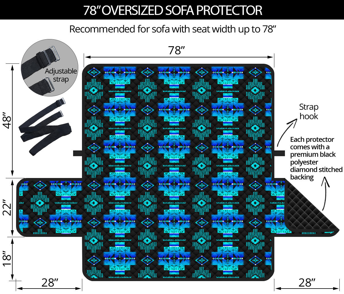 GB-NAT00720-04  Pattern Native 78" Oversized Sofa Protector