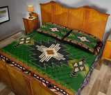 Indigenous Green Native American Quilt Bed Set