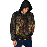 GB-NAT00020 Wolf Warrior Dreamcatcher Native American Men's Padded Hooded Jacket