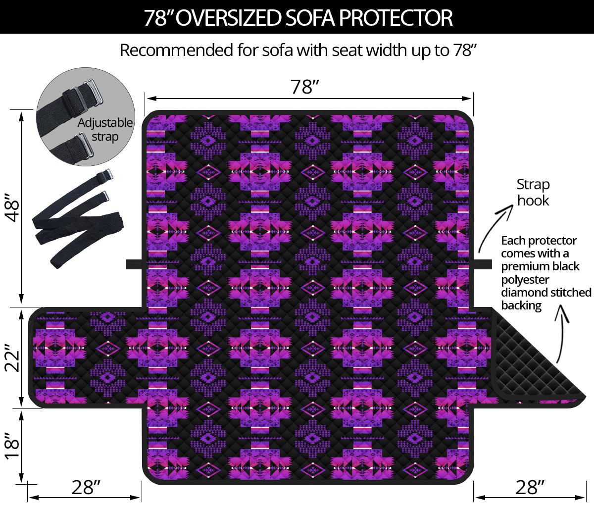 GB-NAT00720 Pattern Native 78" Oversized Sofa Protector