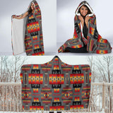 GB-NAT00046-11 Gray Pattern Native Hooded Blanket