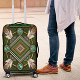 Native American Green Mandala Pattern Blue Luggage Covers