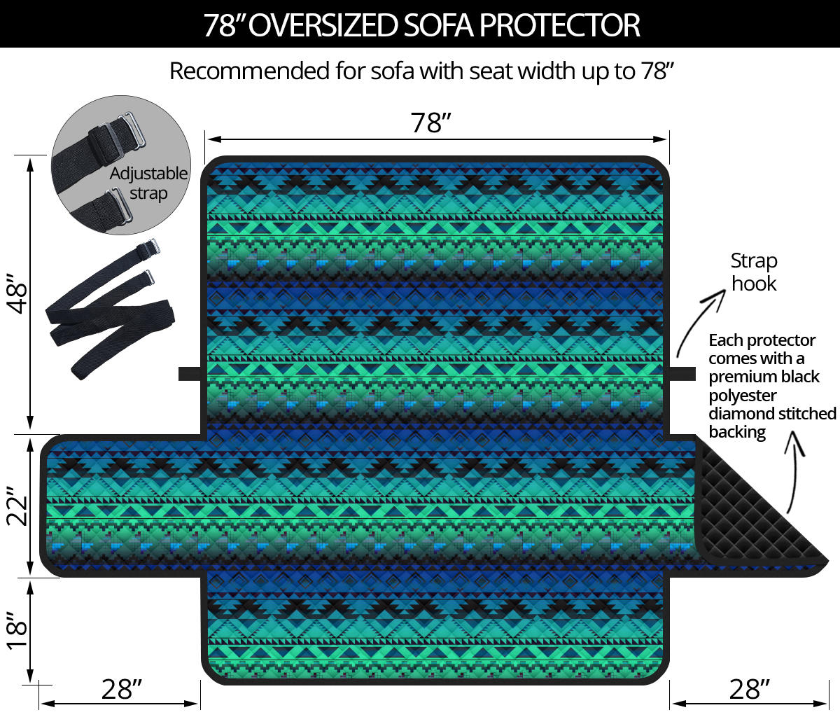 GB-NAT00601-01 Pattern Native 78" Oversized Sofa Protector