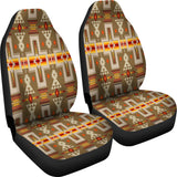 GB-NAT00062-CARS10 Light Brown Tribe Design Native American Car Seat Covers