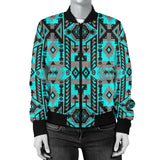 Powwow Storegb nat00626 pattern blue native womens bomber jacket