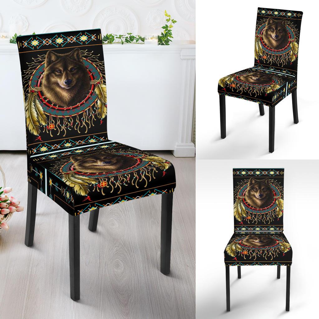 Native Chair Covers Wolf Dreamcatcher Native American Dining Chair Slip Cover – Powwow Store