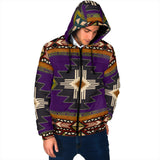 GB-NAT0001-04 Southwest Purple Symbol Native Men's Padded Hooded Jacket