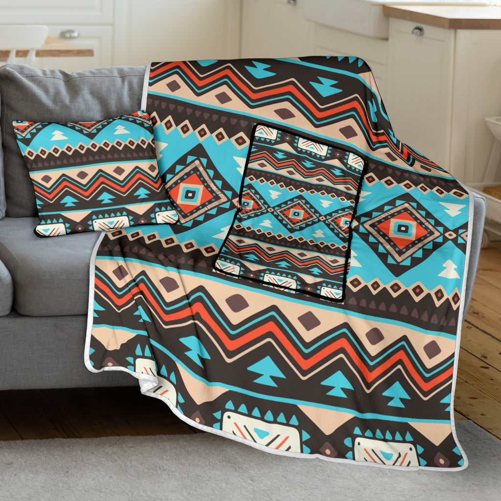 GB-NAT00319 Line Shapes Ethnic Pattern Pillow Blanket