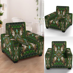 Green Mandala Native American 43" Chair Slip Cover - Powwow Store