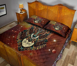 Brown Galaxy Wolf Native American Quilt Bed Set
