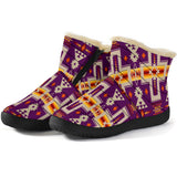 GB-NAT00062-09 Dark Purple Tribe Design Native American Cozy Winter Boots