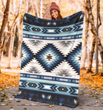 GB-NAT00528 Blue Colors Tribal Pattern Native Blanket