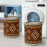 GB-NAT00415-02 Ethnic Geometric Brown Pattern Laundry Basket