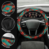 Powwow Store gb nat00611 red geometric pattern steering wheel cover