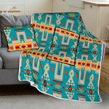 Powwow Storegb nat00062 05 turquoise tribe design pillow blanket