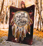 Powwow Store gb nat00391 wolves red galaxy blanket