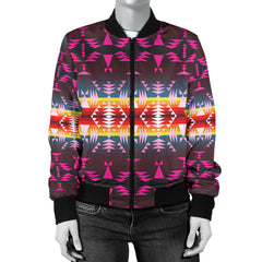 GB-NAT00653 Pattern Purple Native Women's Bomber Jacket