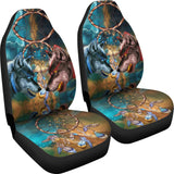 Powwow Store yellow blue wolves car seat covers